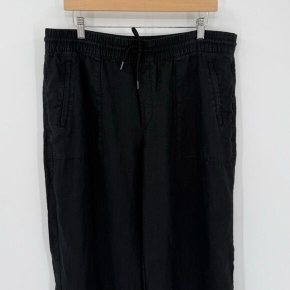 Athleta Retreat Linen High Rise Wide Leg Pants Black Women Large 851038 - Picture 2 of 13